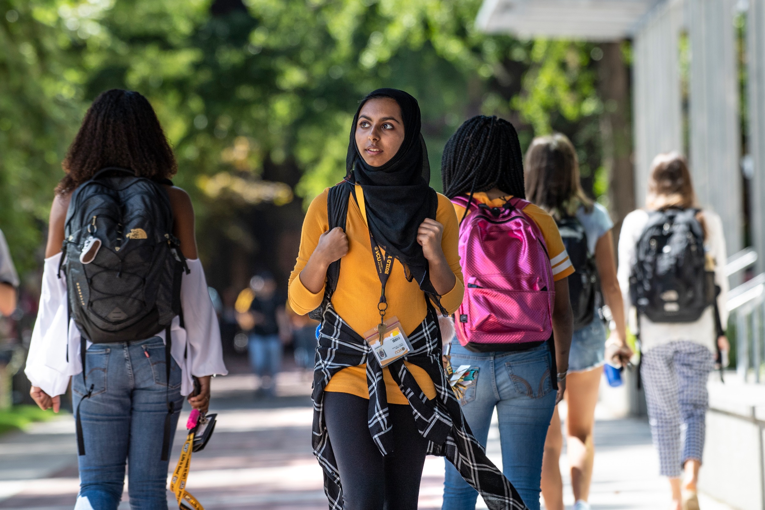 student walks